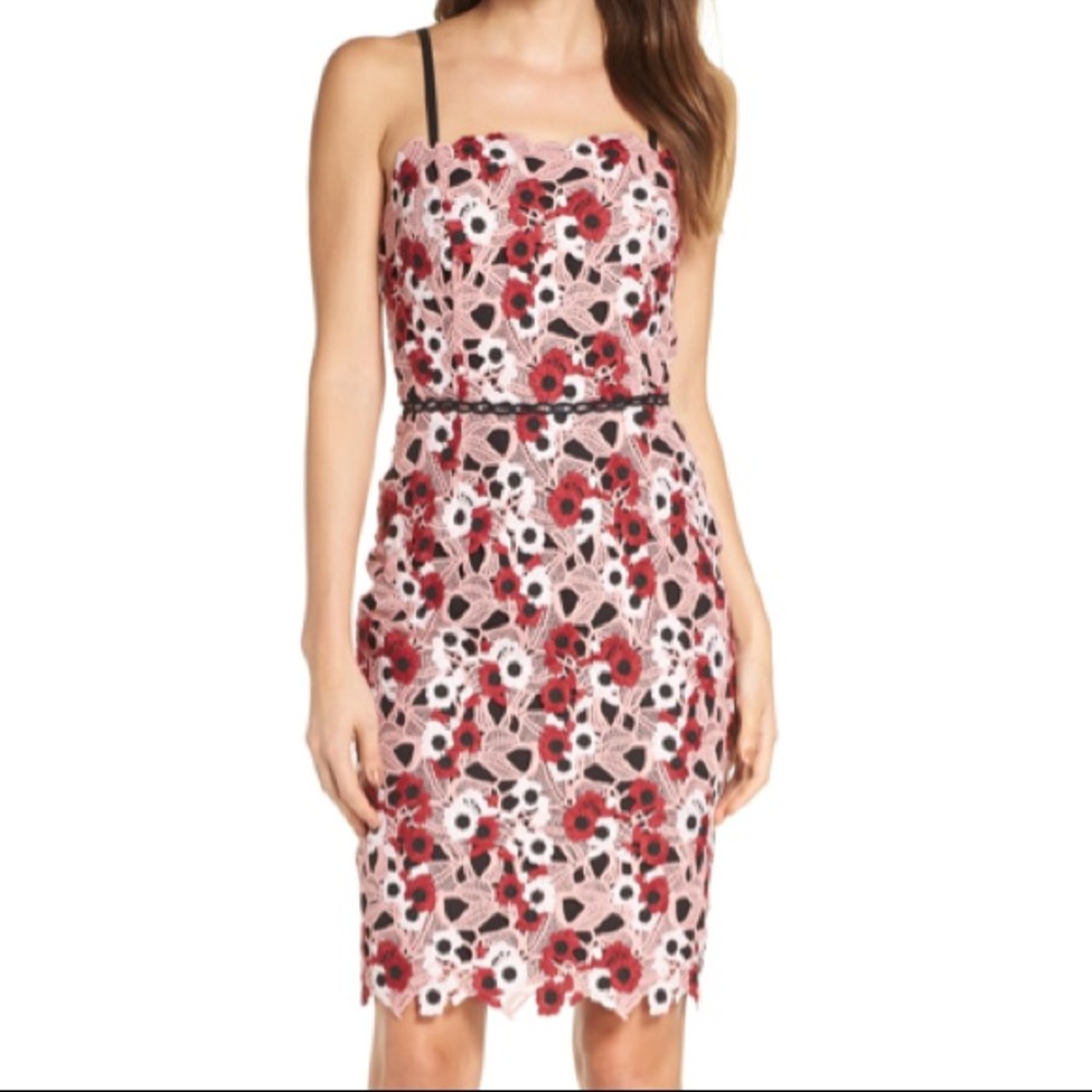 NWT Harlow Lace Sheath Dress In Pink-white